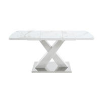 ESSTISCH 120-160/80/76,5 cm ausziehbar mit Marmoroptik und X-Gestell, Weiß - Weiß, Holzwerkstoff (160/80/76.5cm) - Redom