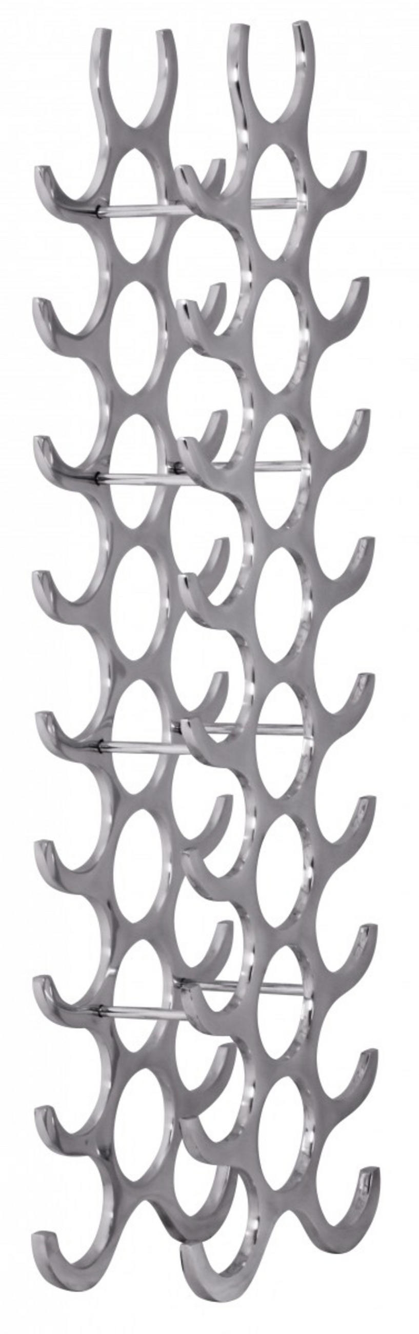 WEINREGAL Aluminium Modern Stil für 27 Flaschen stehend schmal 31x98x14cm - Silberfarben, Metall (31/98/14cm) - KADIMA DESIGN