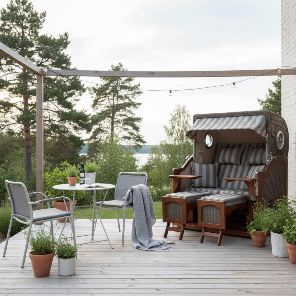 STRANDKORB XXL Düne Grande 2,5 Sitzer - Braun/Grau, Metall (142/170/95cm) - Mr. Deko