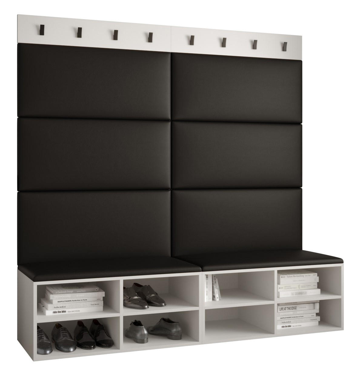 Möbel Kryspol Garderoben-Set Weiß, Schwarz 168x184x42 cm