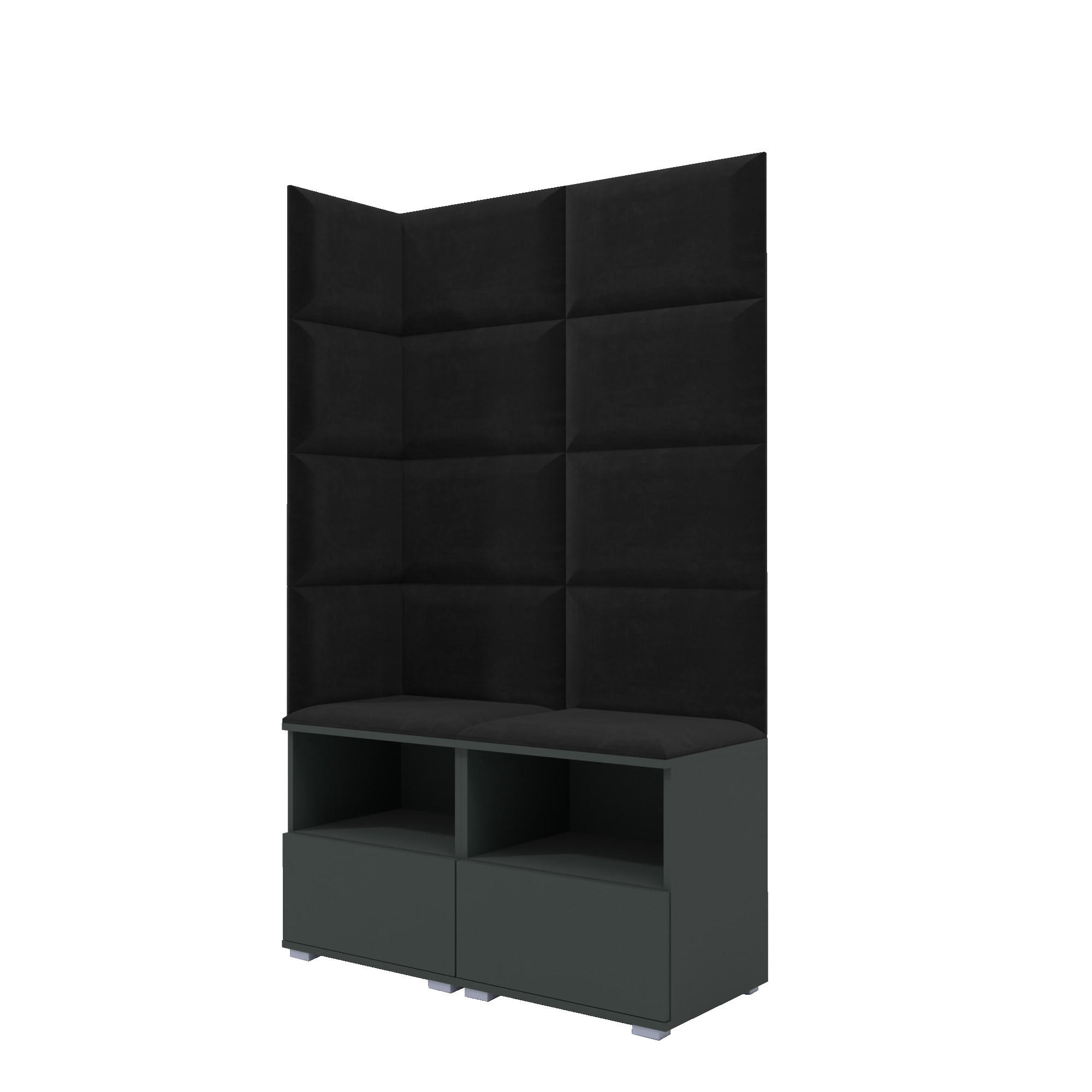XXXLutz Garderoben-Set Graphit, Schwarz 100x174x40 cm