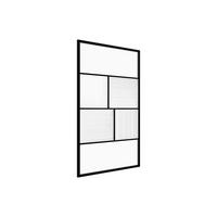 DUSCHWAND für italienische Dusche - Siebdruck & Strukturglas - Schwarz matt - 120 x 200 cm - SLOMENA - Schwarz, Glas (120/200cm) - Vente-Unique