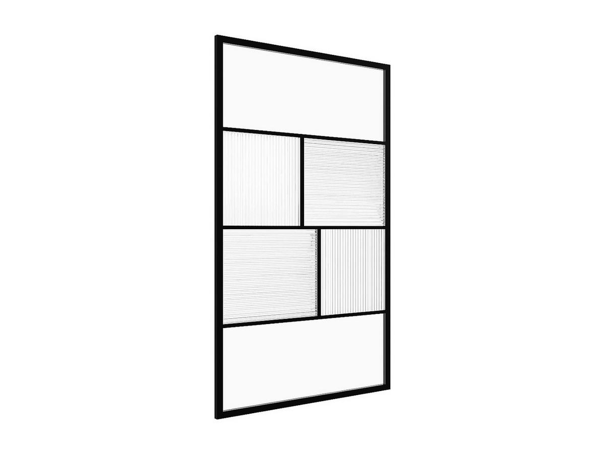 DUSCHWAND für italienische Dusche - Siebdruck & Strukturglas - Schwarz matt - 120 x 200 cm - SLOMENA - Schwarz, Glas (120/200cm) - Vente-Unique