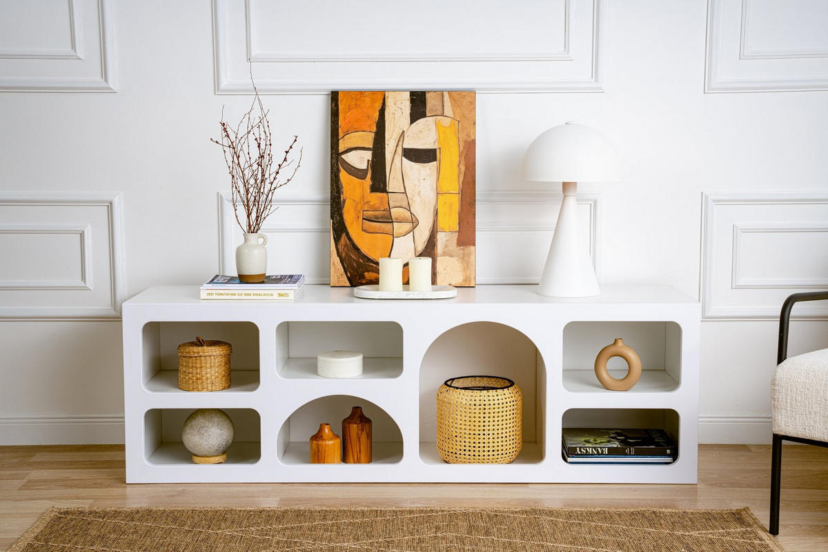 BUFFETSCHRANK ferlis weiss - Weiß, Holz (40/51/160cm) - Habitat Garten
