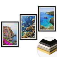 WANDBILDER 3er-Set - 40x60 cm Schwarzer Rahmen - Meerblick, farbenfrohe Häuser - Schwarz, Kunststoff (40/60cm) - ArtPrintCave