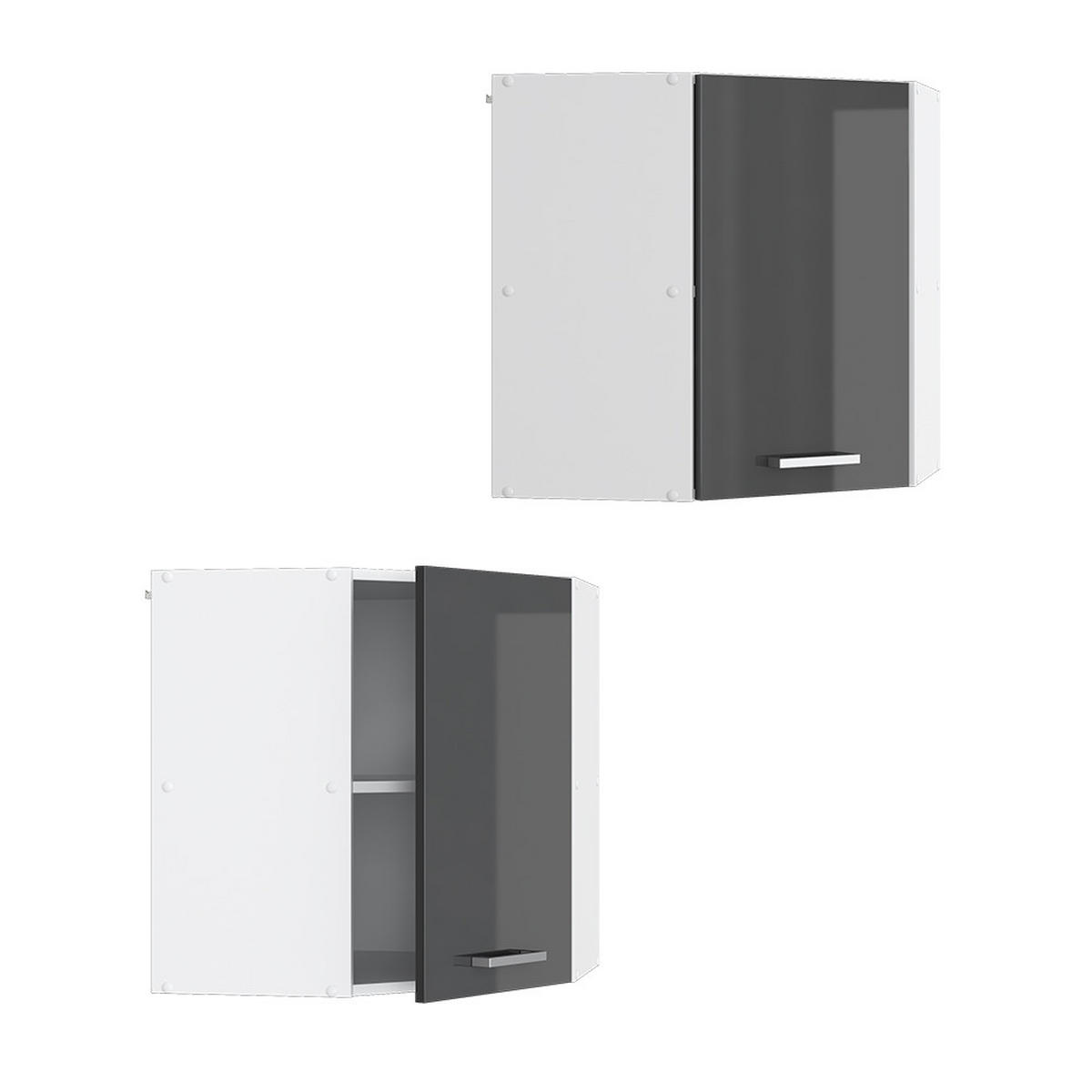 ECKHÄNGESCHRANK R-Line Anthrazit Hochglanz 57 cm - Schwarz Hochglanz/Anthrazit, Holzwerkstoff (57/60/34.1cm) - Vicco