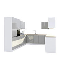 WINKELKÜCHE 320 cm x 280 x 260 cm - Aspen KA17-M320 - in Grau/Hochglanz - Grau, Holz (860/212/58cm)