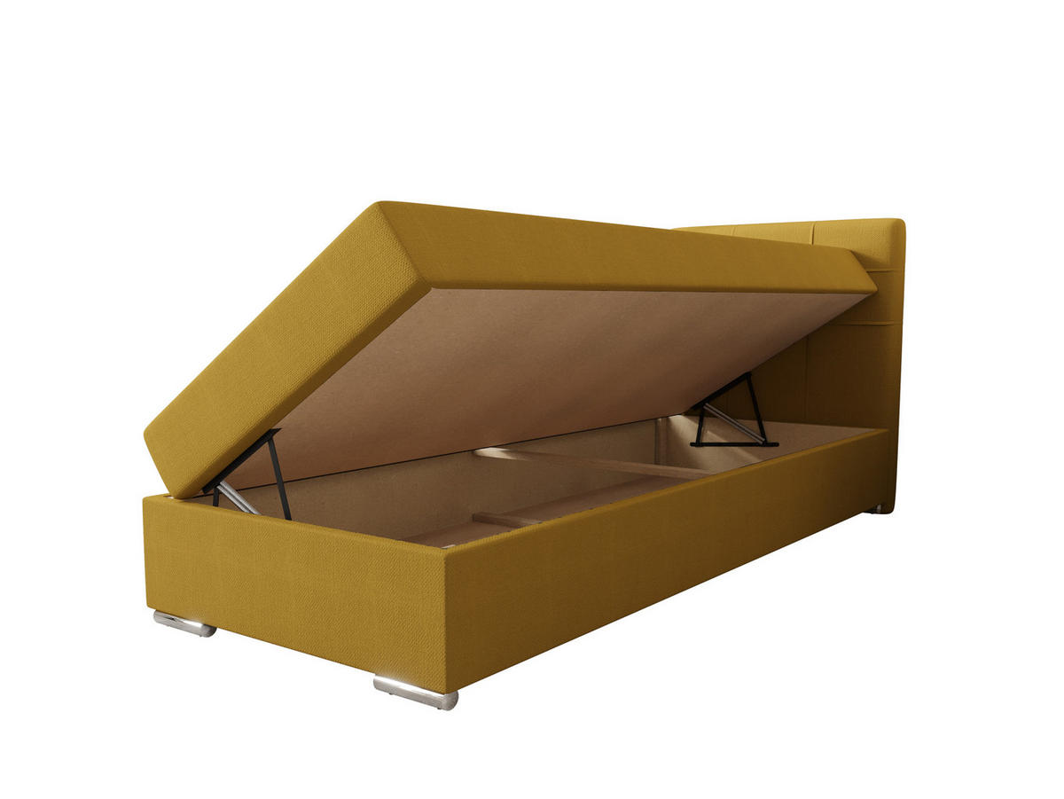 BOXBETT ZILANO 1 mit Matratze H3 und Topper 90x200 Cosmic 120 - Gelb, Holz/Textil (90/200cm) - Bedante