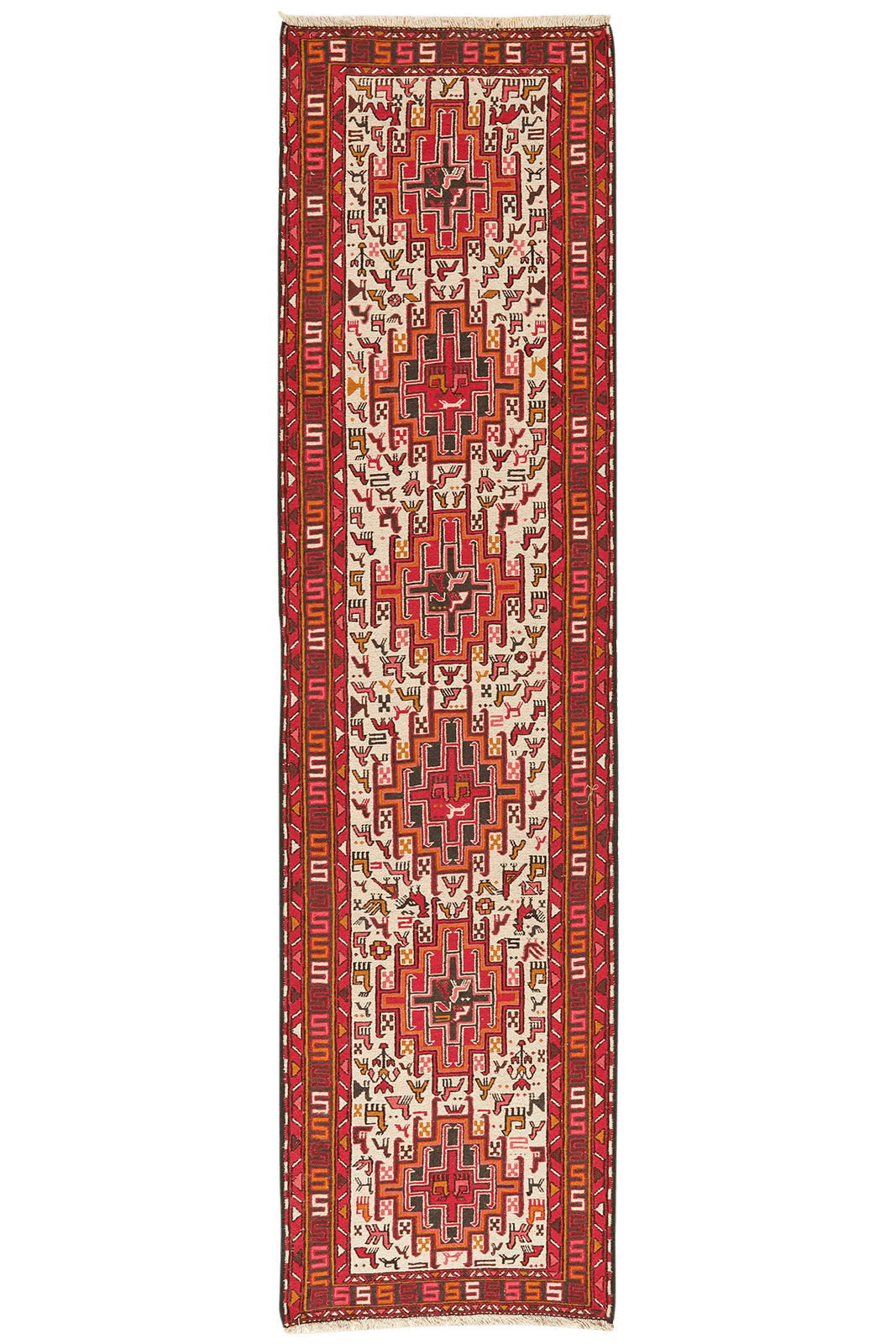 Looma Kelim-Läufer Beige, Rot 75x289 cm