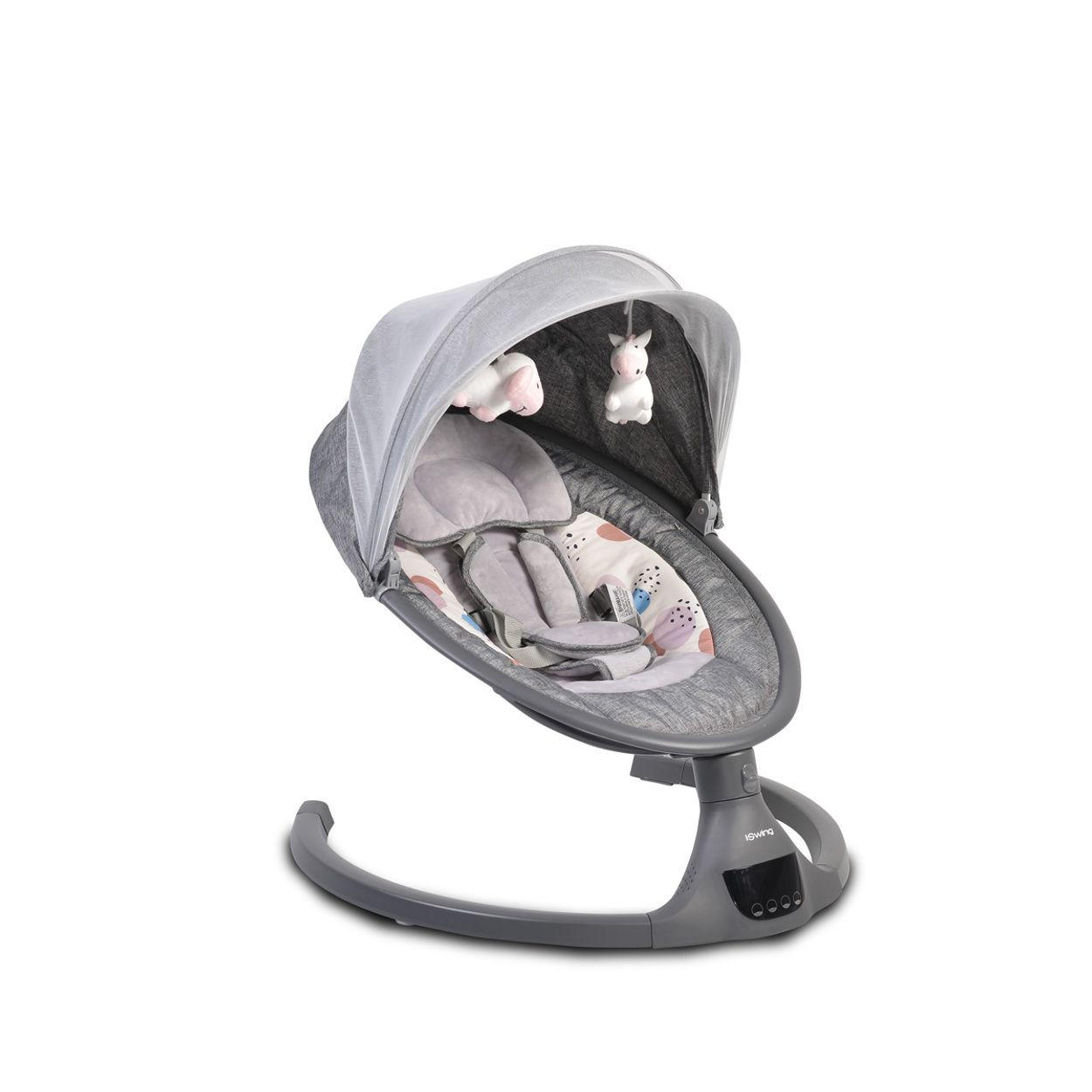 BABYWIPPE iSwing grau Bluetooth, Musikfunktion, Fernbedienung, Moskitonetz, USB-Anschluss - Grau, Metall - Cangaroo