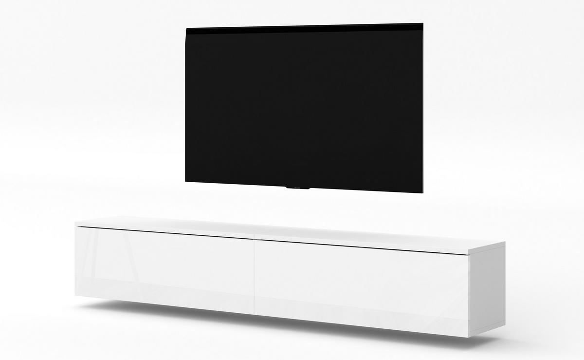 LOWBOARD Loriano 2x100 Weiß Matt, Hochglanz 200/34/32 cm – TV Schrank - Weiß, Holzwerkstoff/Kunststoff (200/34/32cm) - AX Living
