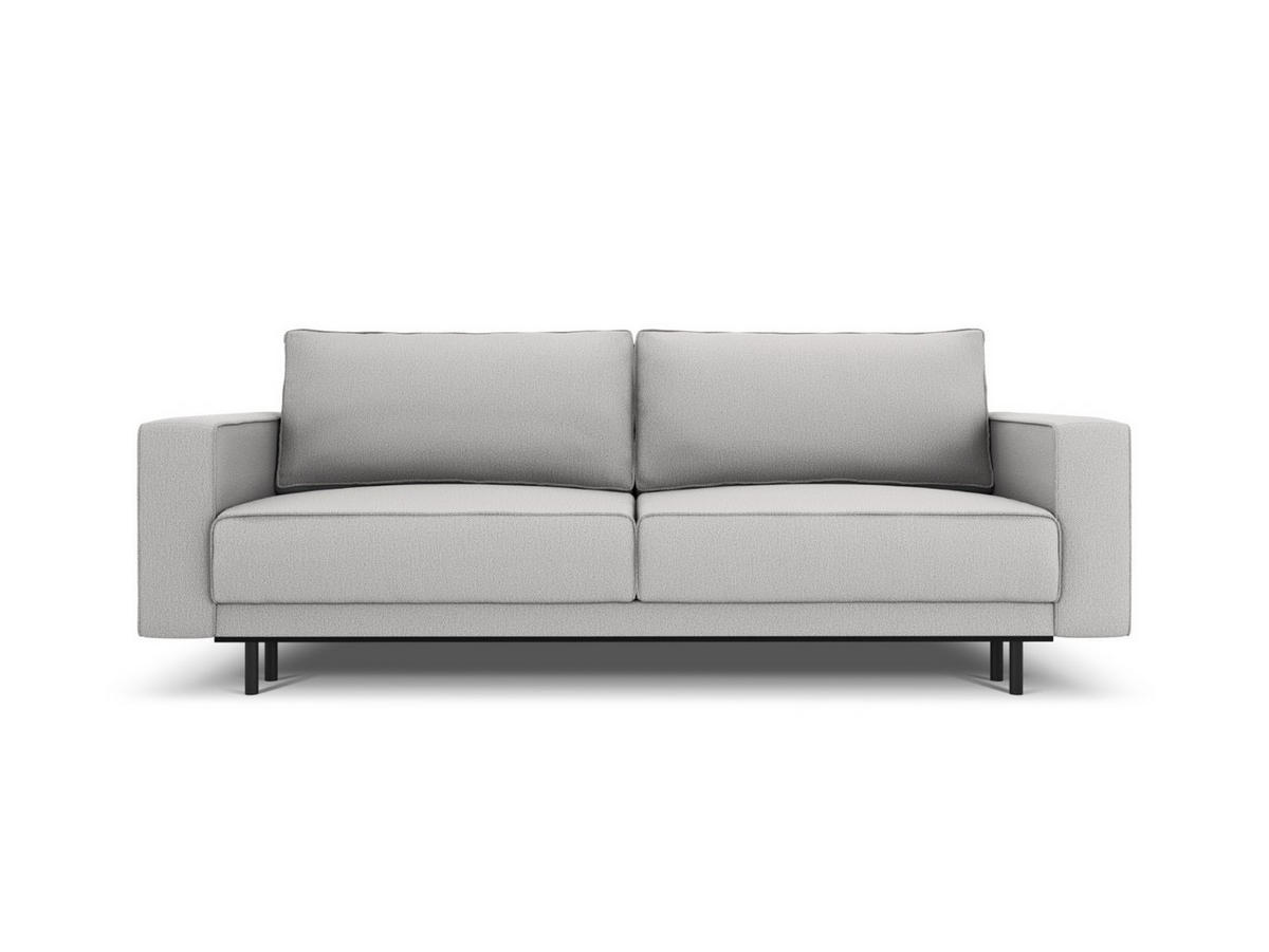 AUSKLAPPBARES-SOFA mit Bettkasten Caro aus strukturiertem Stoff hellgrau 3 Sitzplätze - Hellgrau, Textil (97/93/236cm) - Micadoni