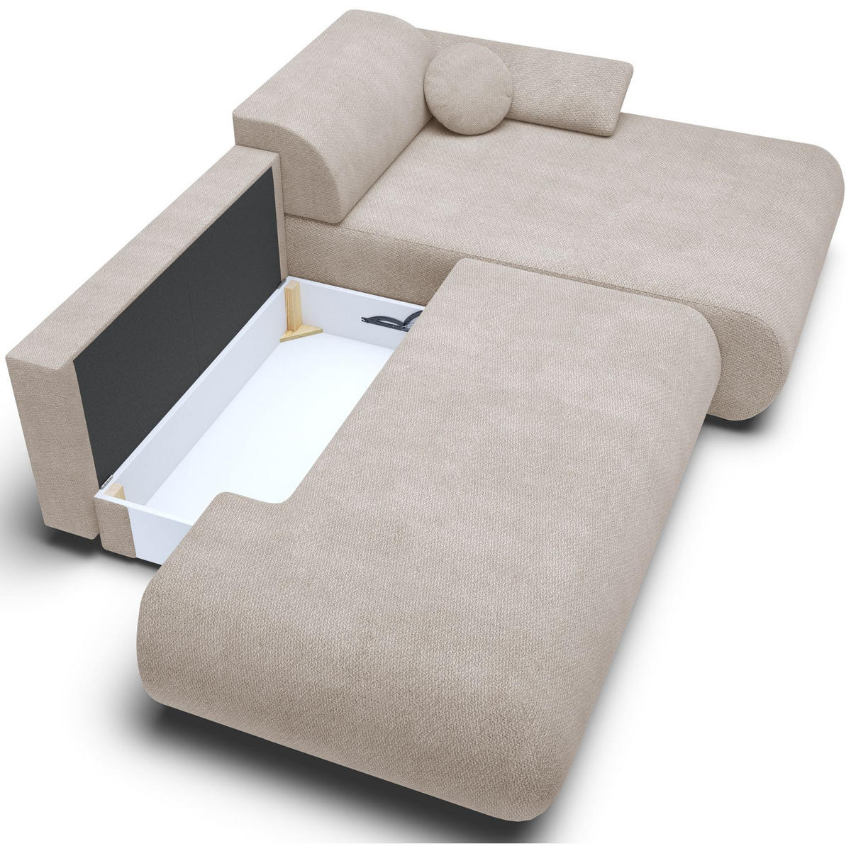 ECKSOFA Armone Hellbeige Chenille - Ecru/Schwarz, Kunststoff/Textil (173.5/286cm) - Selsey
