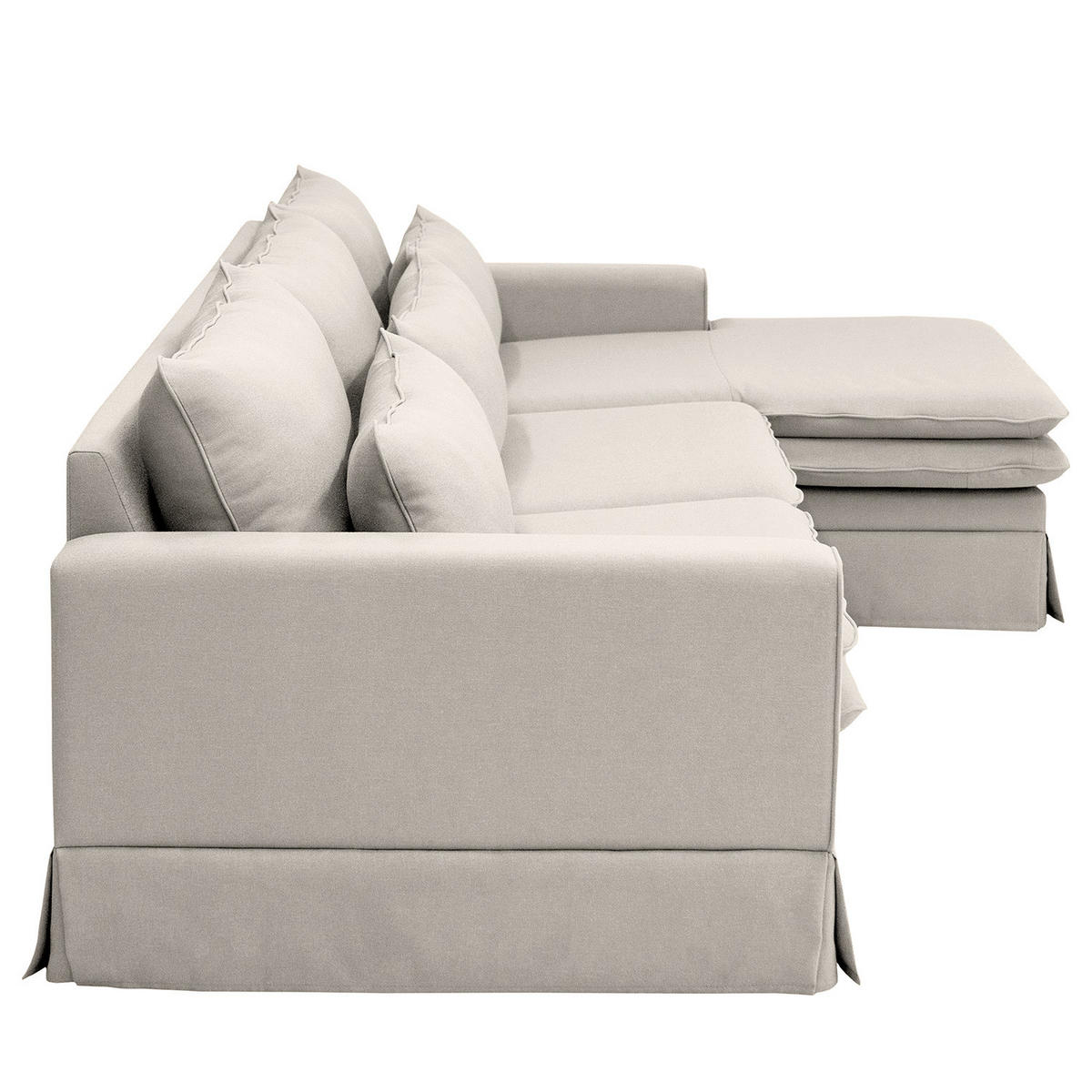 ECKSOFA mit Husse - Longchair, Webstoff - Hellgrau/Schwarz, Kunststoff/Textil (300/175cm) - home24