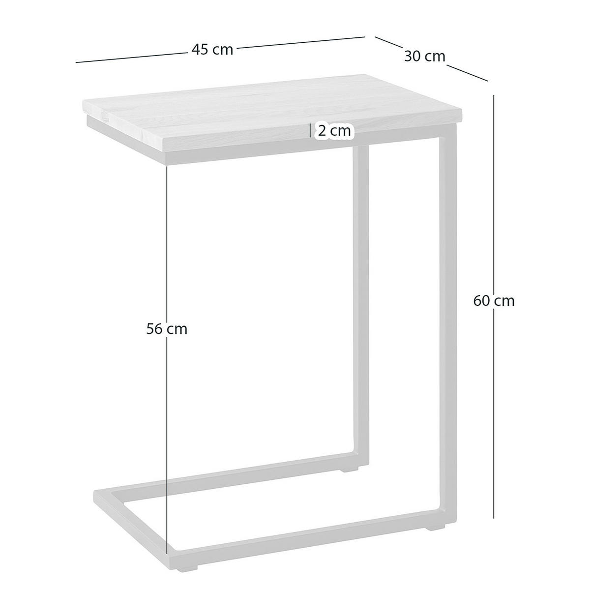 BEISTELLTISCH - Eiche massiv / Eisen - Eichefarben, Holz (30/45/60cm) - home24