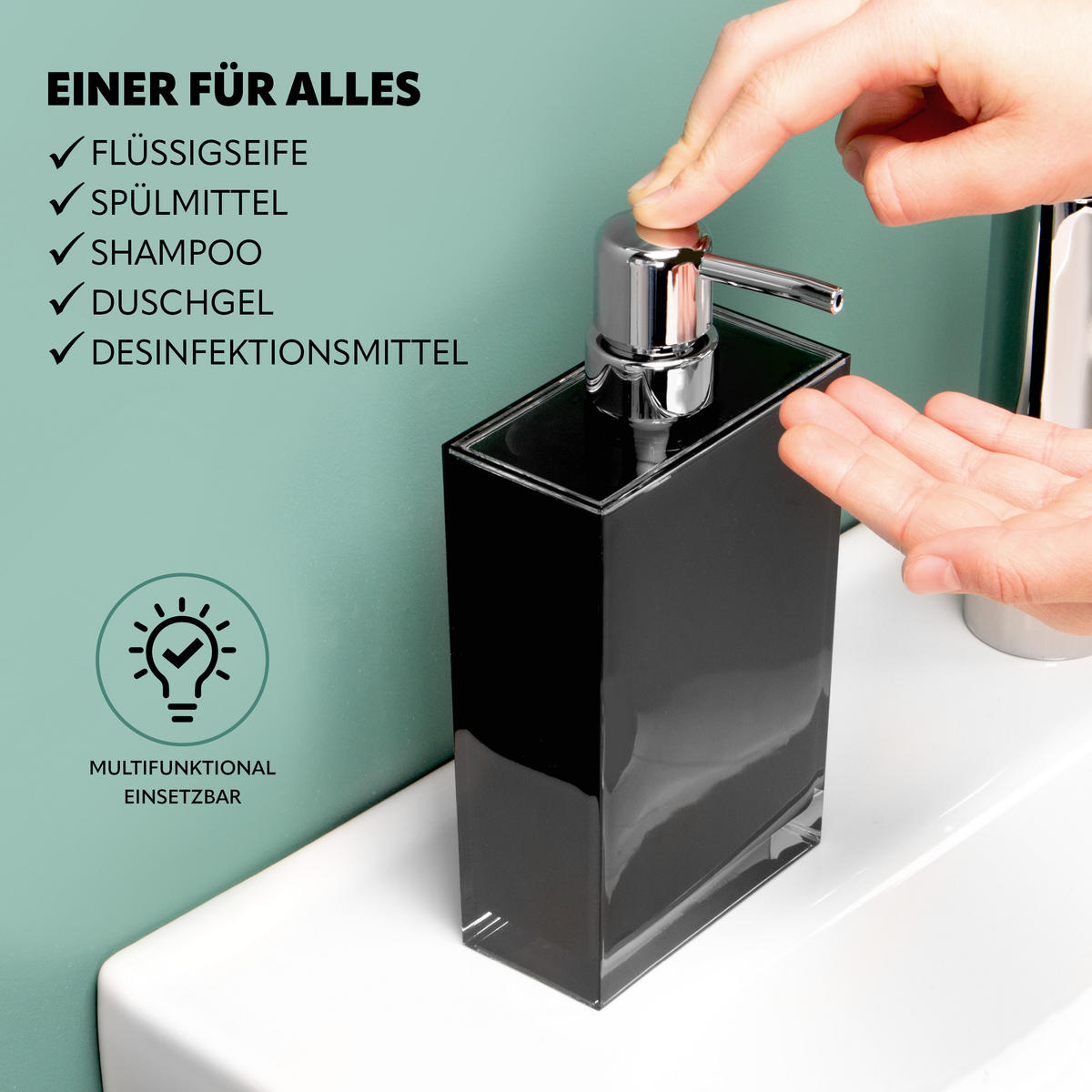 SEIFENSPENDER 500 ml, schwarz, Kunststoff - Schwarz, Kunststoff (10/21/5cm) - bremermann