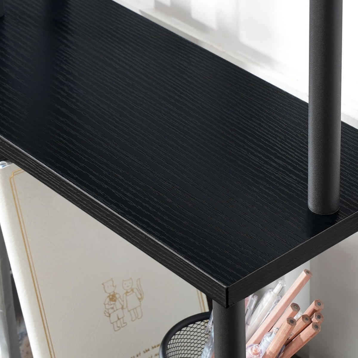 GEWÜRZREGAL mit 3 Ebenen Metall - Schwarz, Holzwerkstoff (38/50/18cm) - Hoobro