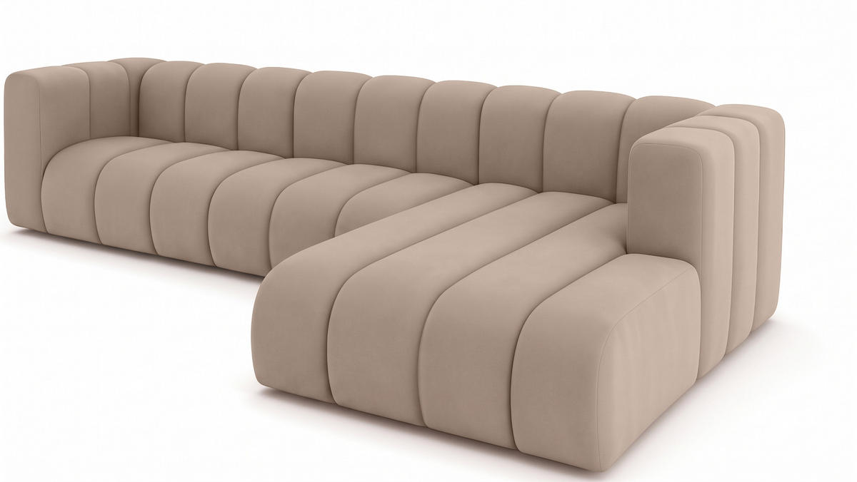 ECKSOFA L-Form GRAND 318 cm, Stoff Salvador, Beige, Rechts - Beige, Holz (318/179cm) - Kaiser Möbel