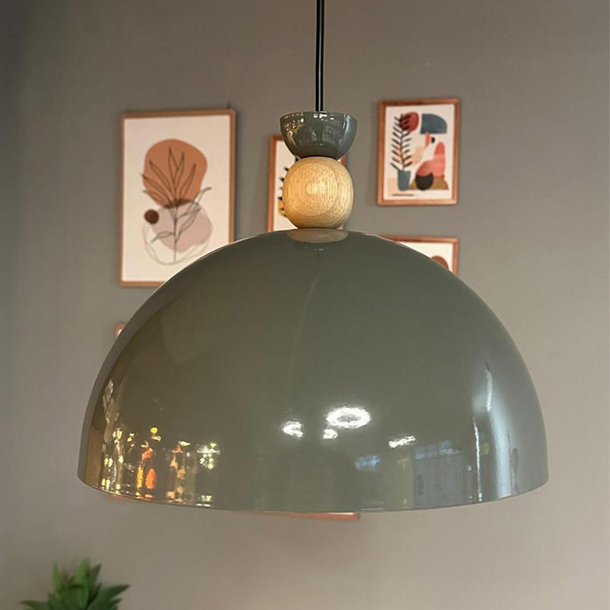 PENDELLEUCHTE Yimpi - Dunkelgrün, Metall (30/30/25cm) - Bamyum