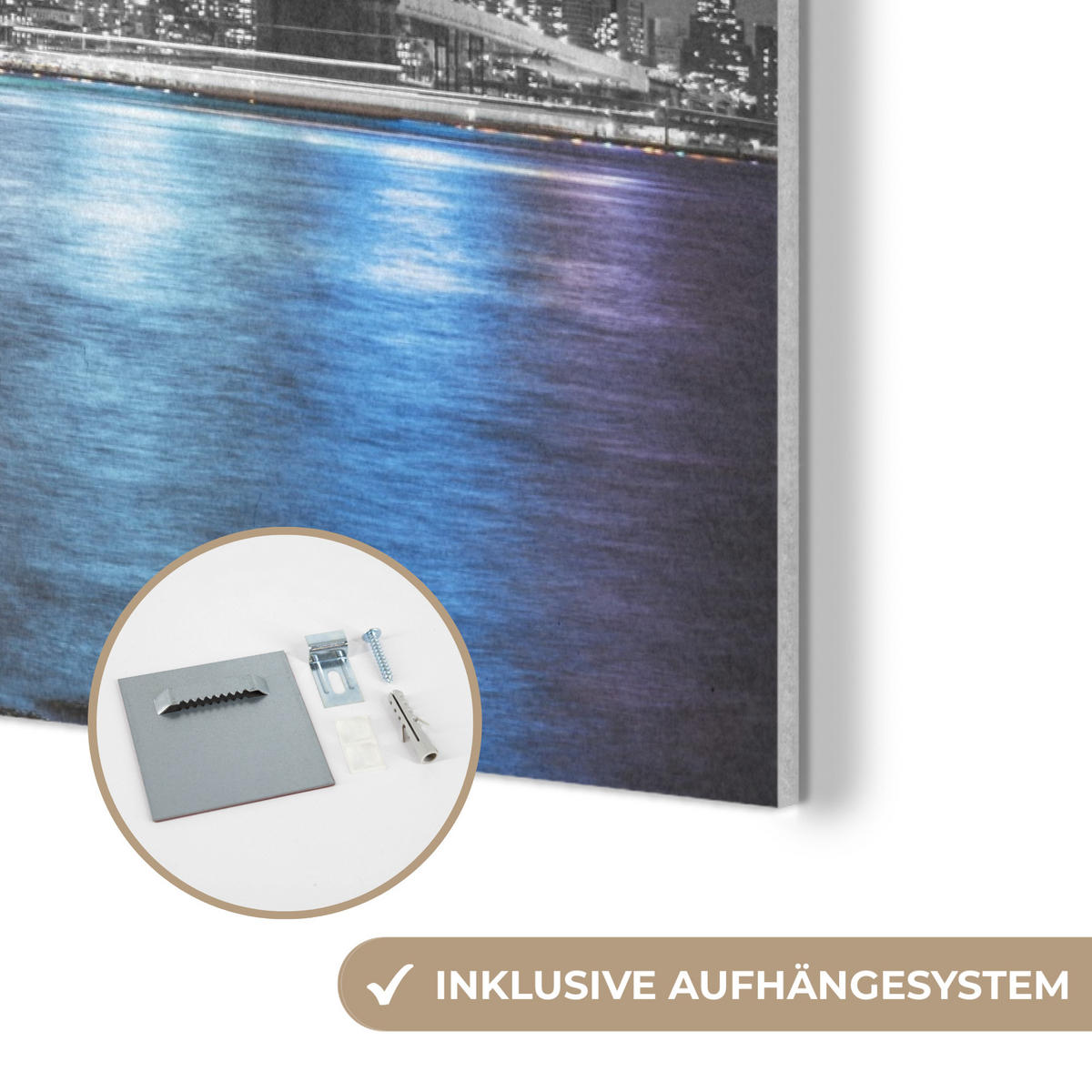 AKUSTIKBILD New York - Skyline - Stadt - Blau Akustikpaneele 90x60 cm - Blaugrau, Kunststoff (90/60/0.9cm) - MuchoWow