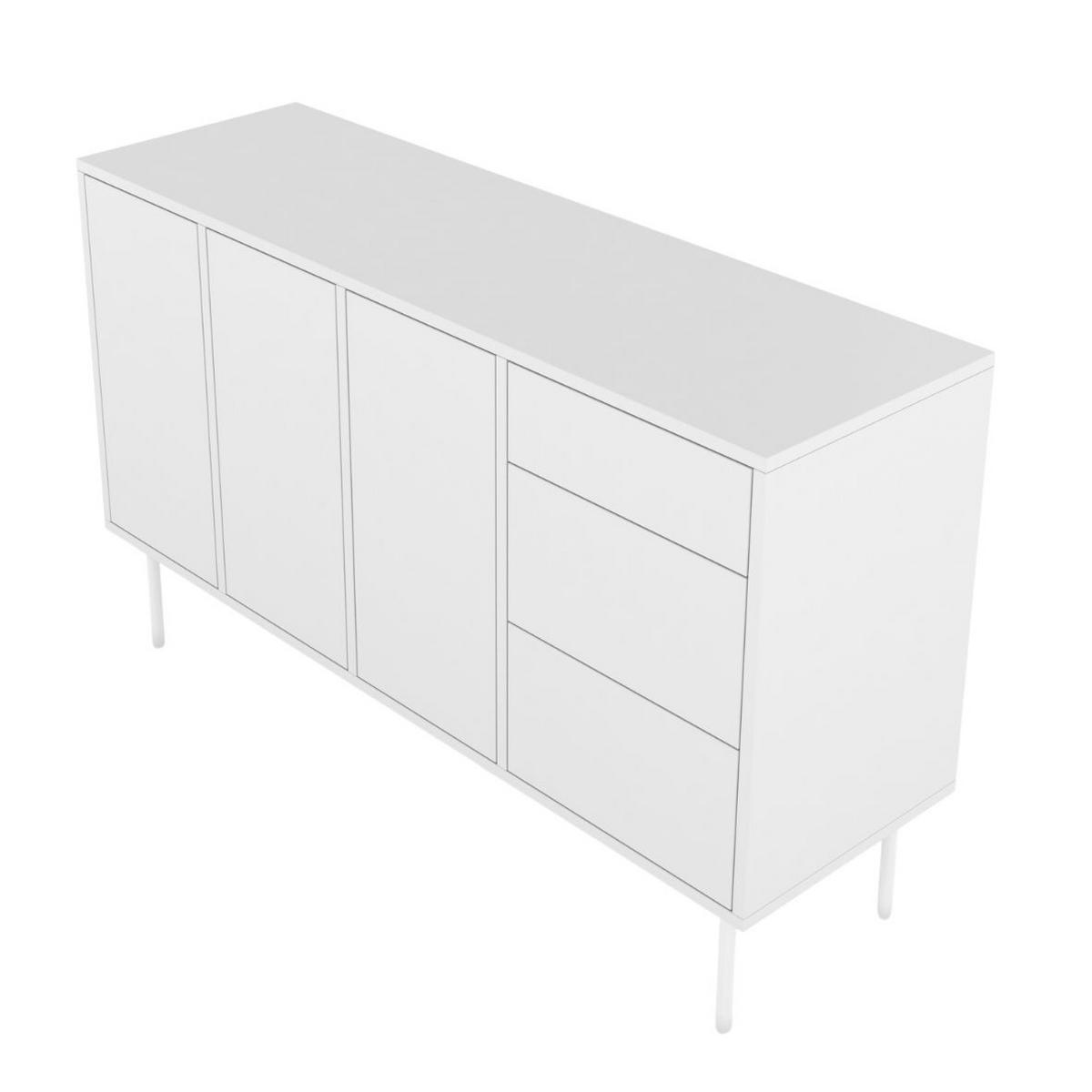 SIDEBOARD Mirka, Weiß, Push to Open System, Minimalistisch - Weiß, Holzwerkstoff/Metall (130/80/40cm) - Dancan