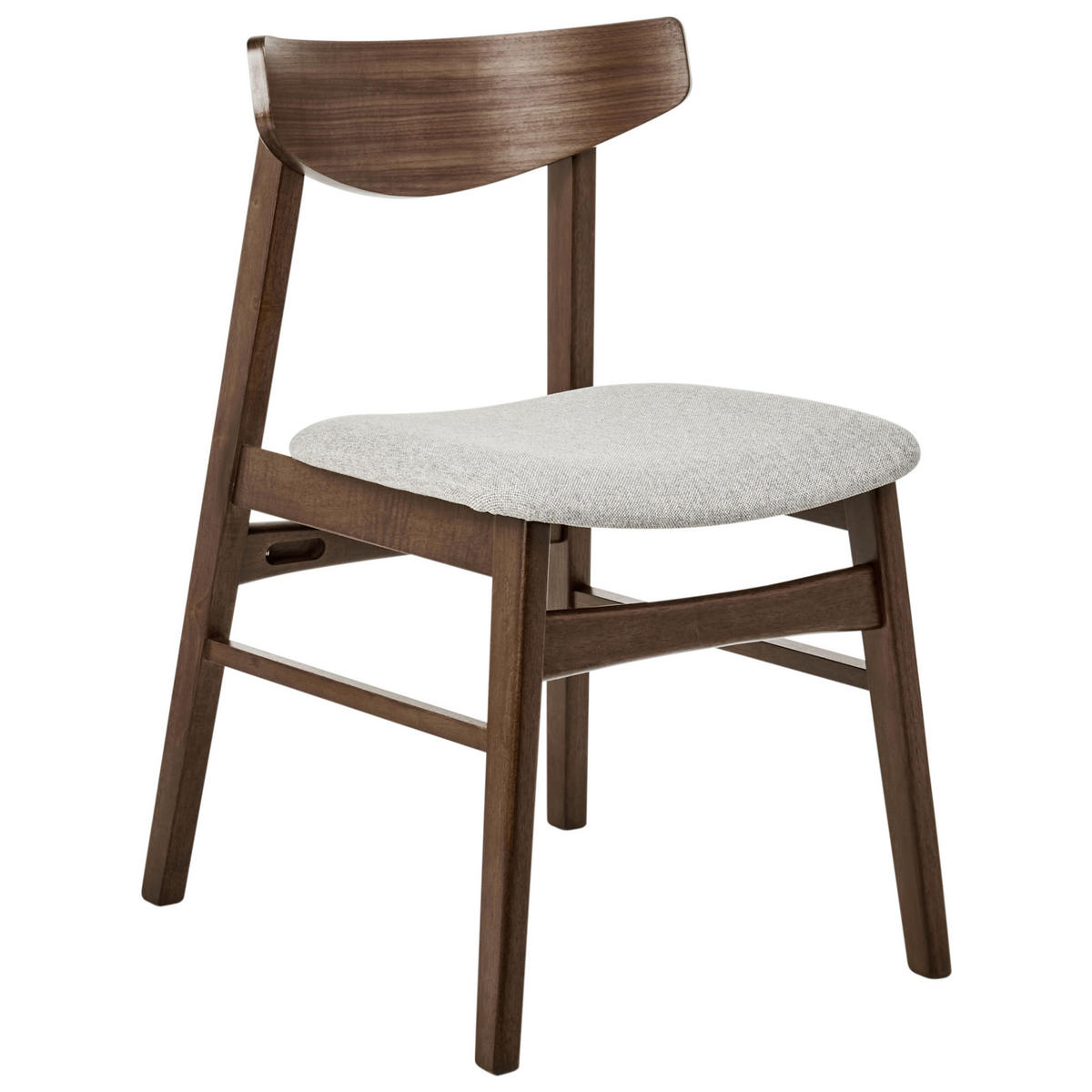 ESSZIMMERSTUHL 2er-Set Holz Braun/Grau Smiley - Hellgrau, Holz (48/75/52cm) - Beliani