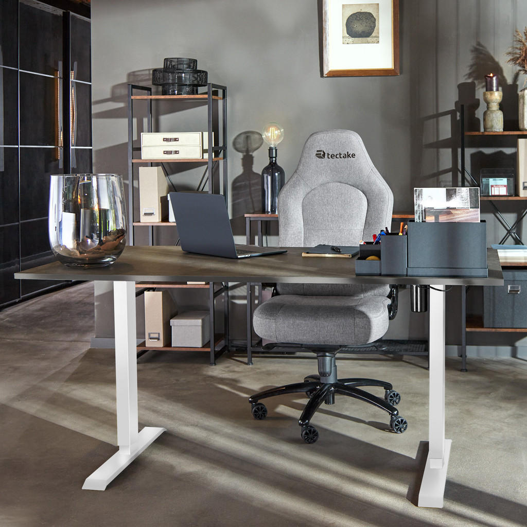 Thumbnail - tectake Tischgestell, Weiß, Metall, Sprichwort/Zitat, Quadratisch, 65x121x129 cm, CE, Arbeitszimmer, Schreibtische, Büro...