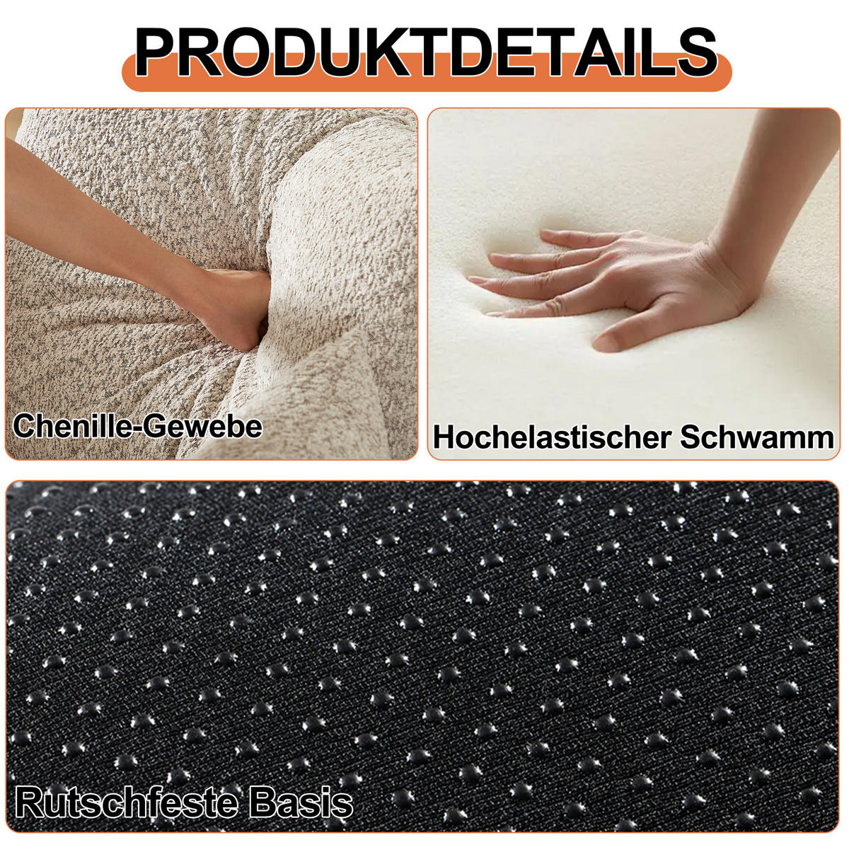 SCHLAFSOFA 2-in-1, Chenille mit Armlehnen-Ablagefach & Stahlrahmen, 183,8/181,6/49,5 cm, Beige - Beige, Textil (183.8/49.5/181.6cm) - Redom