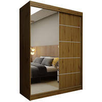 SCHWEBETÜRENSCHRANK MIRELLA 160/216/61 cm 2-türig mit Spiegel Eiche Artisan - Eiche Artisan, Holzwerkstoff (160/216/61cm) - MASSENO