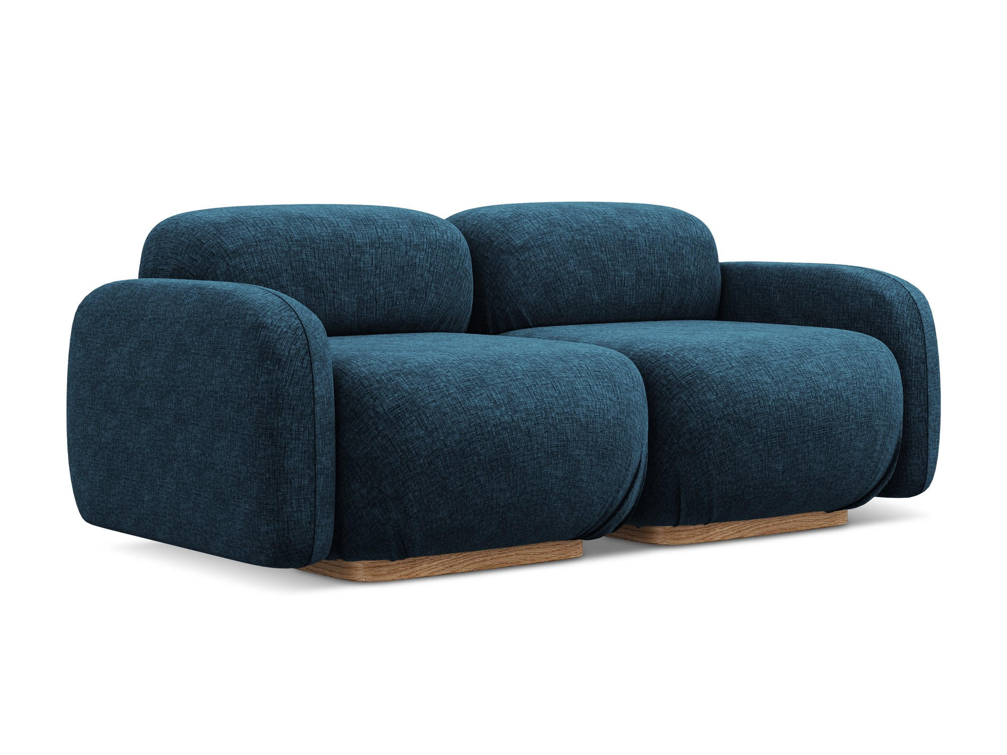 3-SITZER SOFA Chenille Stoff Blau - Blau/Braun, Holz/Textil (190/73/95cm) - Makamii