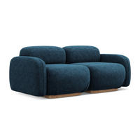 3-SITZER SOFA Chenille Stoff Blau - Blau/Braun, Holz/Textil (190/73/95cm) - Makamii