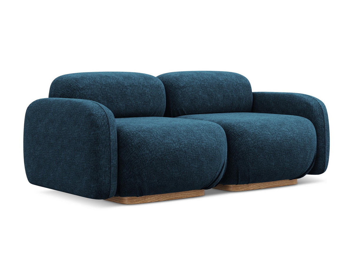 3-SITZER SOFA Chenille Stoff Blau - Blau/Braun, Holz/Textil (190/73/95cm) - Makamii