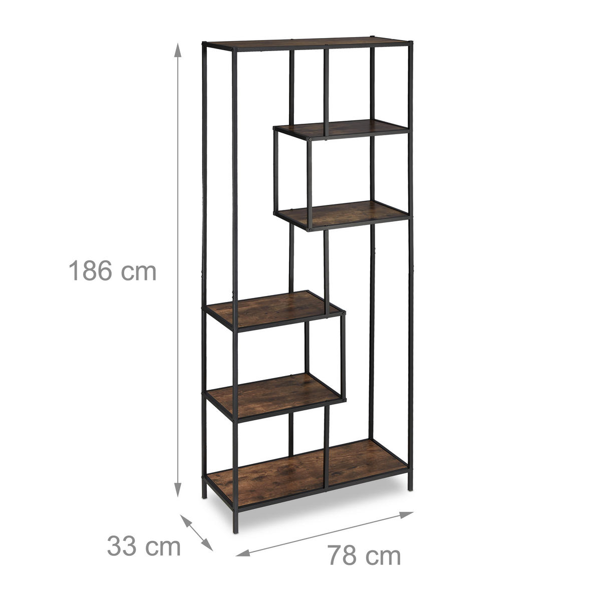 REGAL - Multicolor, Holzwerkstoff/Metall (78/186/33cm) - Relaxdays