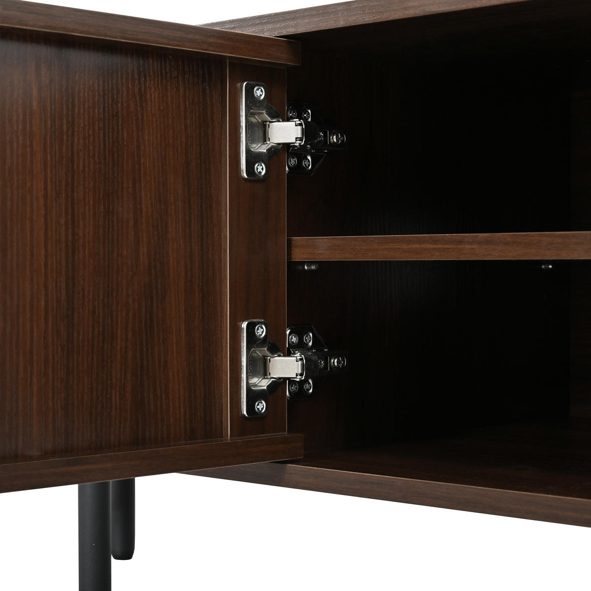 TV komoda 180/40/45 cm s pletenom frontom, 4 vrata i željeznim nogama u izgledu oraha - boje oraha/prirodne boje, drvni materijal (180/45/40cm) - CHICFURN