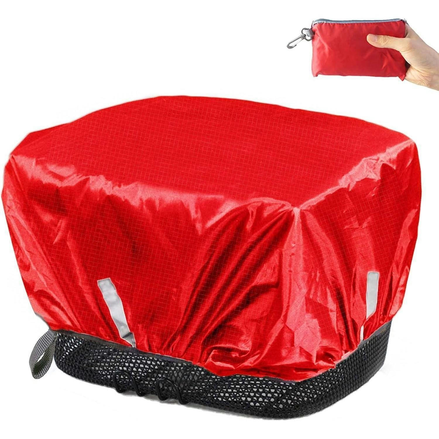 FAHRRADKORBABDECKUNG wasserdicht mit Reflektorstreifen bis 45x45cm Rot - Rot, Textil (30/45/45cm)