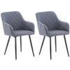 ARMLEHNENSTUHL 2er Set Stoff dunkelgrau - Dunkelgrau/Schwarz, Textil/Metall (47/84/44cm) - CLP