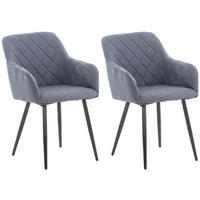ARMLEHNENSTUHL 2er Set Stoff dunkelgrau - Dunkelgrau/Schwarz, Textil/Metall (47/84/44cm) - CLP