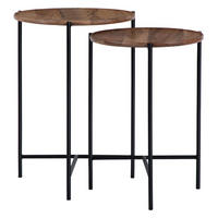 BEISTELLTISCH 2er Set Ø40x55 cm/Ø35x50 cm Natur-Schwarz aus Mangoholz - Naturfarben, Holz (55/40/55cm) - WOMO-DESIGN