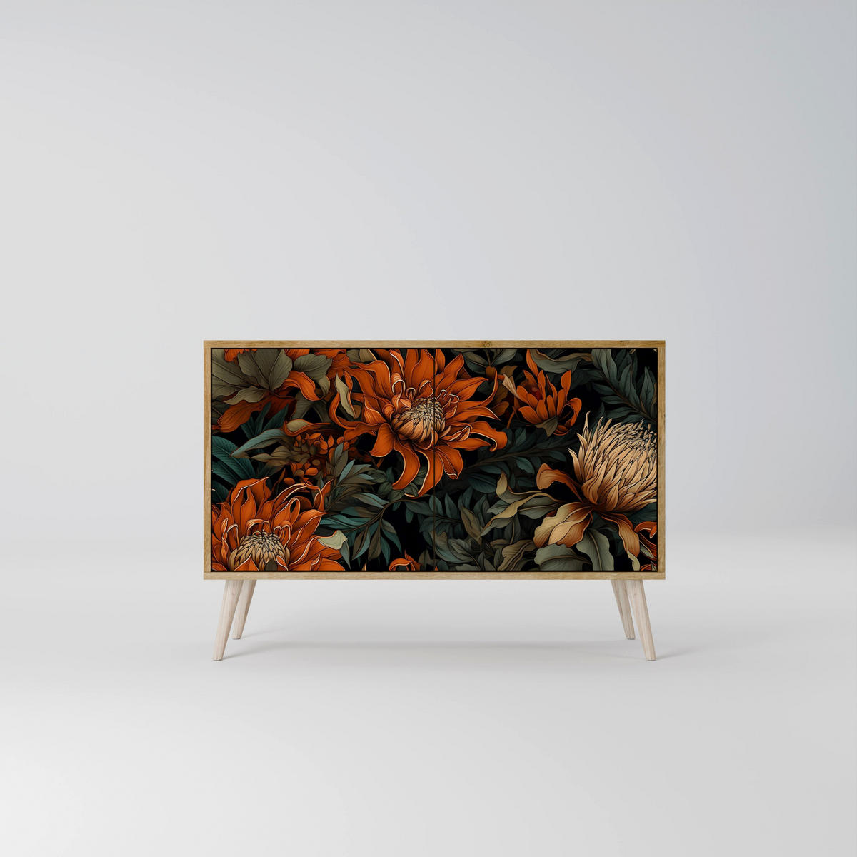 SIDEBOARD DAWN BLOOM, Eicheneffekt, 111x42x77,5 cm, 2 Türen - Eichefarben/Buchefarben, Holzwerkstoff/Buchenholz (111/77.5/42cm) - SpaceRebels