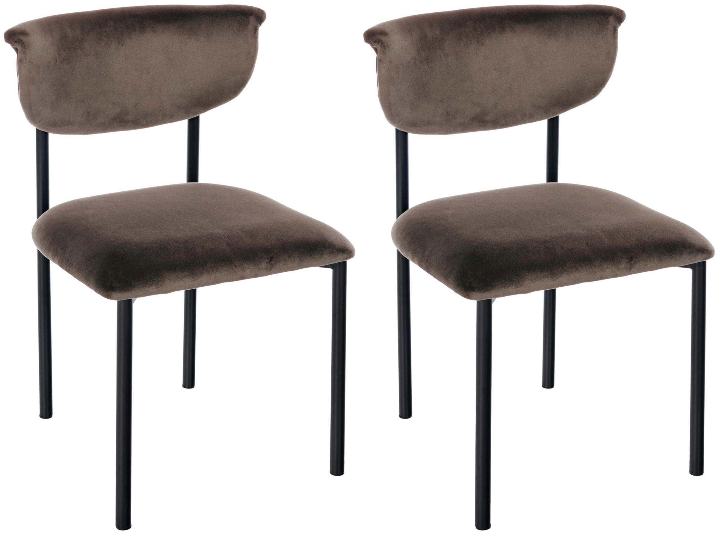 STUHL 2er Set Samt Braun - Braun, Textil/Metall (52/78/53cm) - CLP