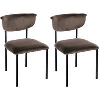 STUHL 2er Set Samt Braun - Braun, Textil/Metall (52/78/53cm) - CLP