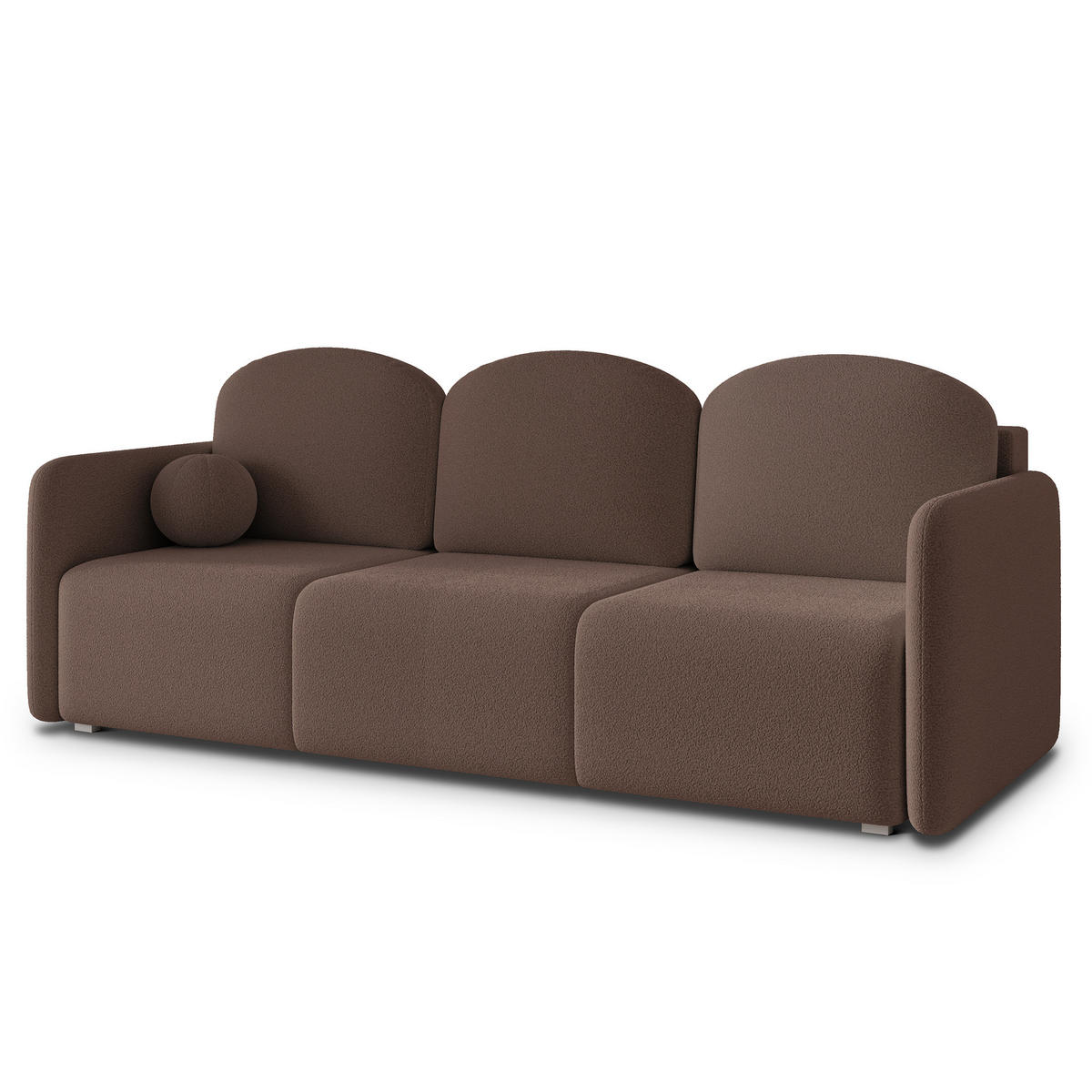 BETTSOFA SUVI III Q Braun Bucle-Stoff mit Schlaffunktion - Dunkelbraun, Textil (220/85/90cm) - MASSENO