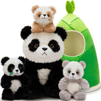 PLÜSCHTIER-SET Panda mit Bambustasche 5-teilig - Multicolor, Textil (30/44cm)