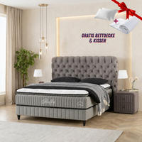BOXSPRINGBETT Fluffy Set Nature Boxspringbett 160x200 mit Matratze inkl. Lieferung - Anthrazit, Holz (160/200cm) - Gowoll