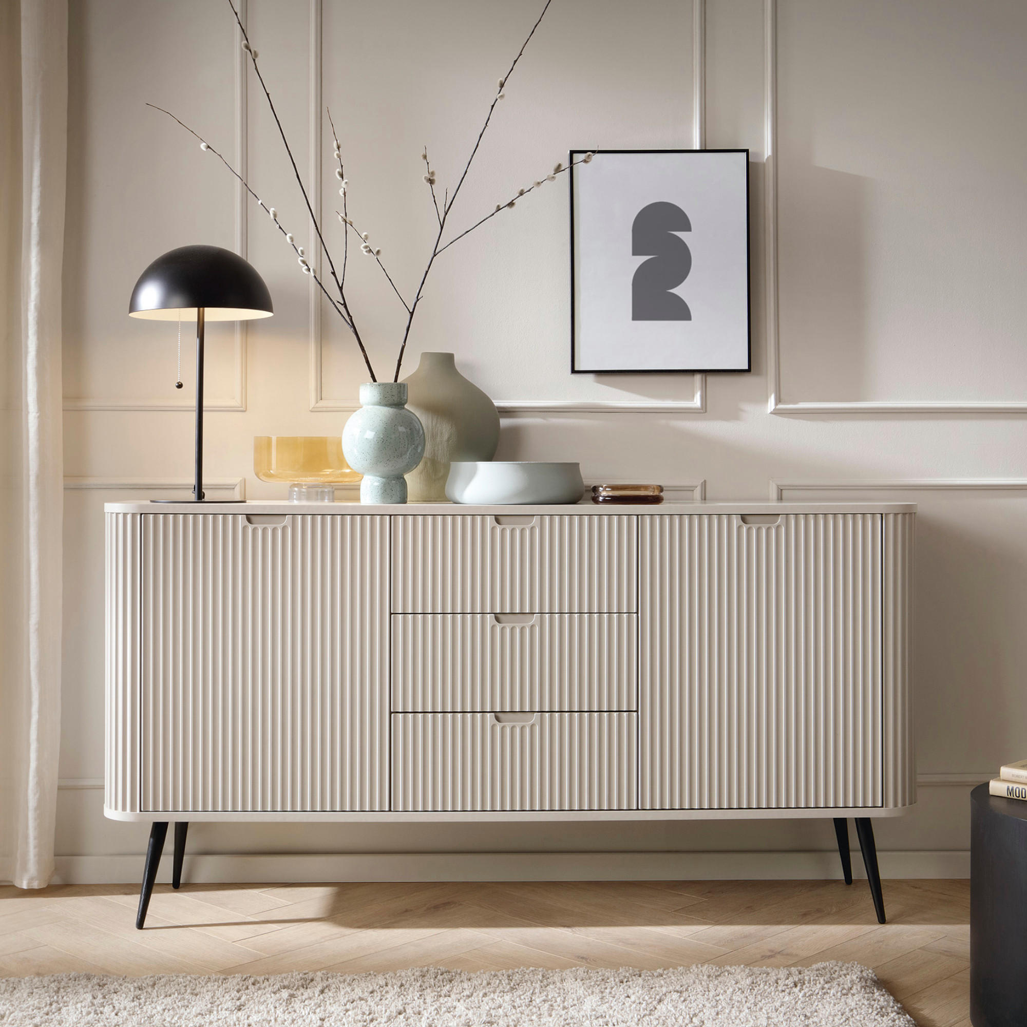 Thumbnail - Komodee Sideboard, Kaschmir, Holzwerkstoff, 2 Fächer, 3 Schubladen, 168x87x39 cm, Wohnzimmer, Kommoden & Sideboards, Sid...
