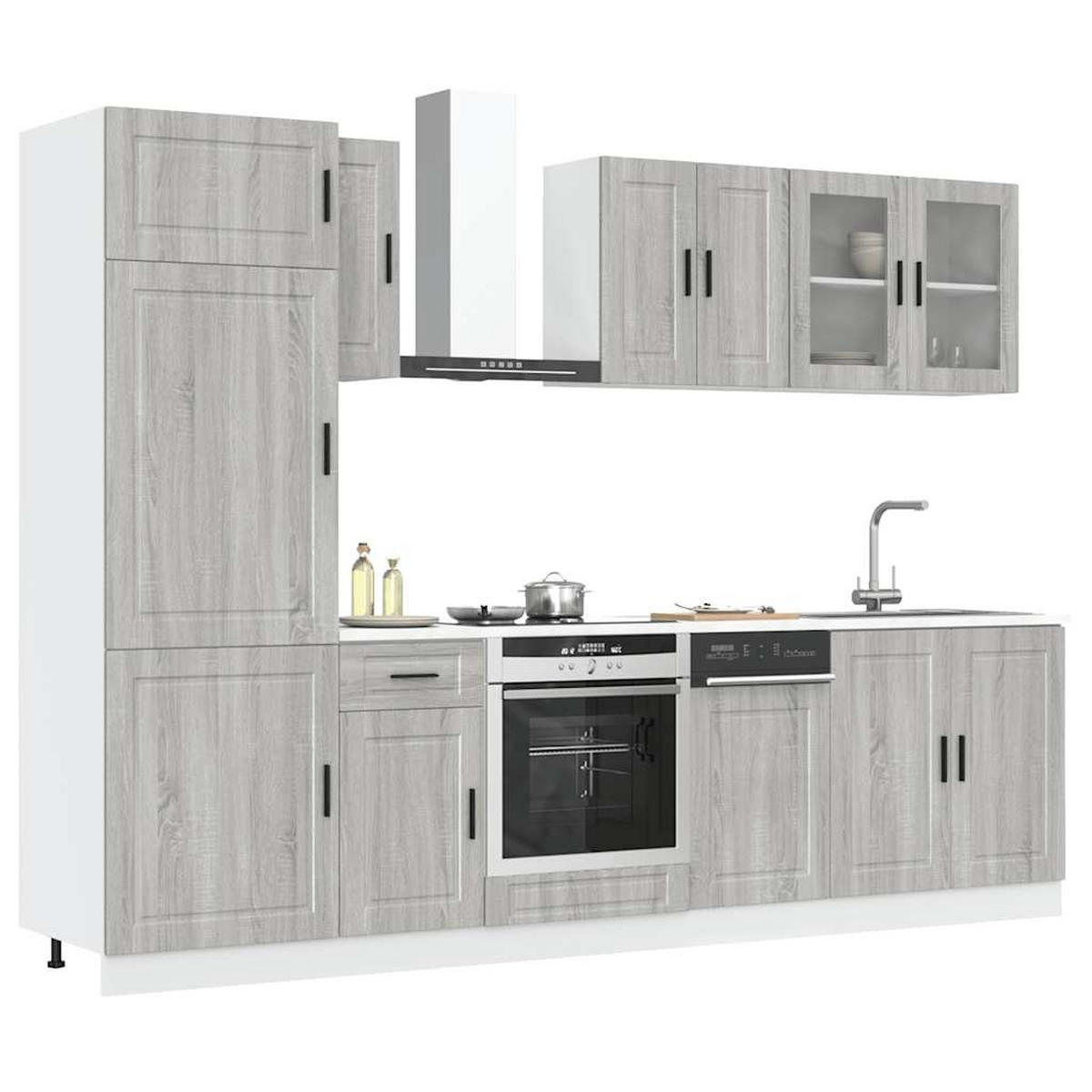 KÜCHENSCHRANK 8er Set Kalmar Grau Sonoma Holzwerkstoff - Grau, Holzwerkstoff (57/207/60cm) - vidaXL