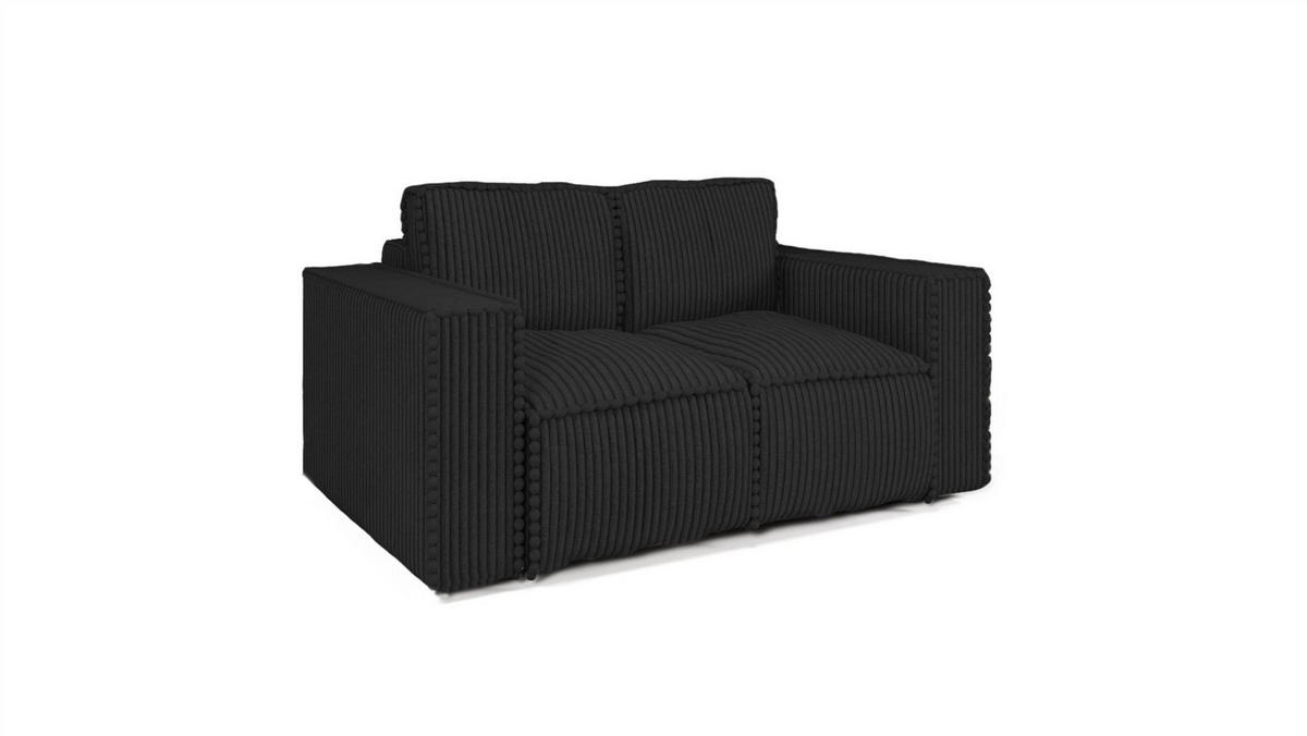 SOFASET Vajana 3-2-1 - Schwarz, Holzwerkstoff/Textil (240/86/102cm) - Fun Möbel