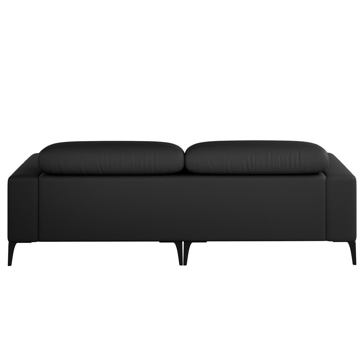 1,5-SITZER ECKSOFA mit Longchair - Schwarz, Leder/Metall (232/180cm) - home24