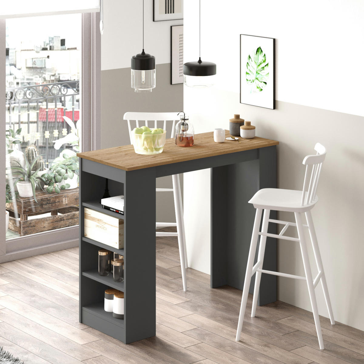 BARTISCH Vesanto - Eichefarben/Anthrazit, Holzwerkstoff (51.5/102/120cm) - [en.casa]