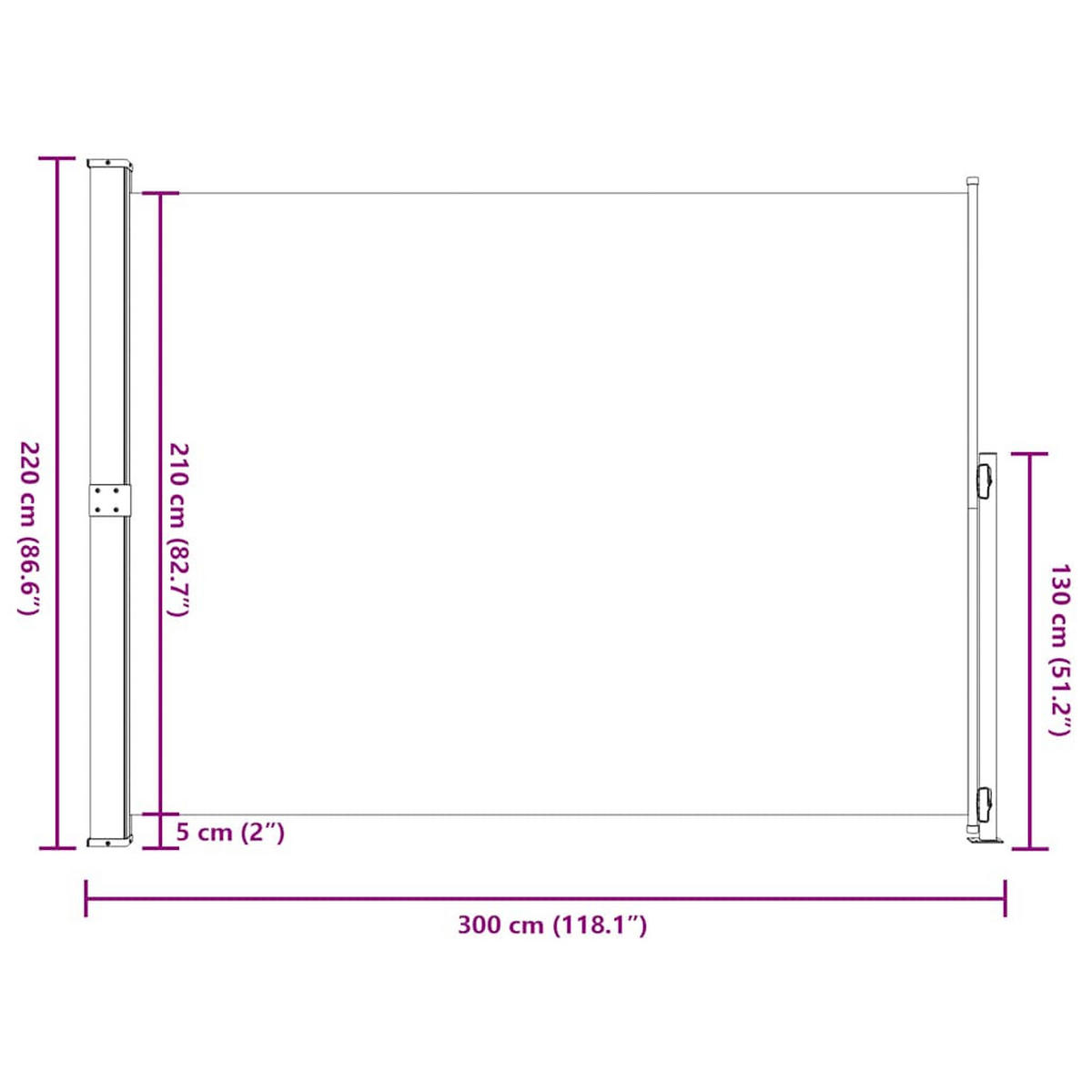 SEITENMARKISE Ausziehbar 220/300 Cm Grau - Grau, Textil (220/300cm) - vidaXL